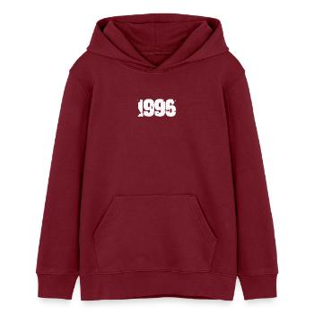 1996 - Teens Organic Hoodie by Stanley/Stella - burgundy - Front - AI Model Teenager Male dark (155cm)