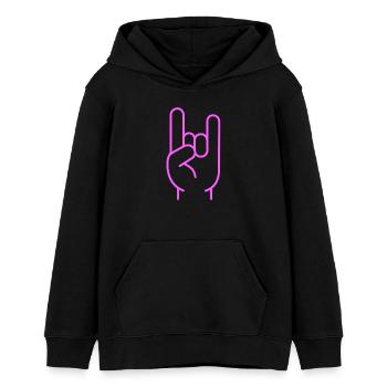 Rock Hand - Festival French Fries Fork Rock Music Metal - Teens Organic Hoodie by Stanley/Stella - black - Front - AI Model Teenager Male light (155cm)