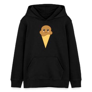 Glace Kawaii Chocolat Kawaii Glace Kawaii - Sweat à capuche ado bio Stanley/Stella - noir - Devant - AI Model Teenager Male light (155cm)