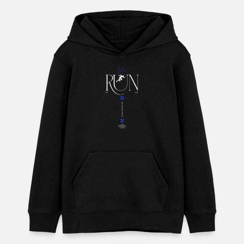 RUN Neon Runner Glyphs - Sweat à capuche ado bio Stanley/Stella - noir