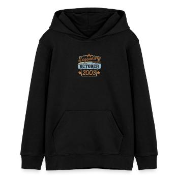 Année 2003 Octobre - Sweat à capuche ado bio Stanley/Stella - noir - Devant - AI Model Teenager Male light (155cm)
