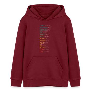 THINK POSITIVE - Teens Organic Hoodie by Stanley/Stella - burgundy - Front - AI Model Teenager Male dark (155cm)