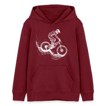 Dessin VTT - Sweat à capuche ado bio Stanley/Stella - bordeaux - Devant - AI Model Teenager Male dark (155cm)