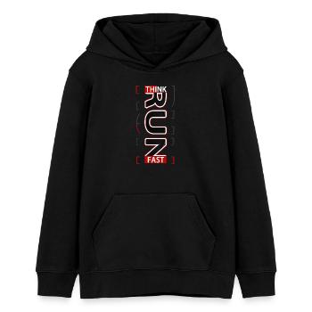 THINK FAST Running sport experience V1 - Teens Organic Hoodie by Stanley/Stella - black - Front - AI Model Teenager Male light (155cm)