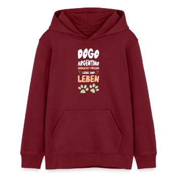 Dogo Argentino Lebensfreude - Teenager Organic Hoodie Mini Cruiser von Stanley/Stella - Burgunderrot - Vorne - AI Model Teenager Male dark (155cm)
