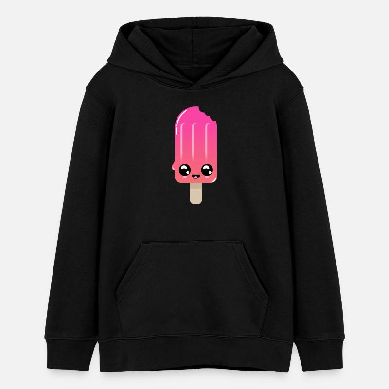 Shot de crème glacée avec des yeux brillants - Sweat à capuche ado bio Stanley/Stella - noir