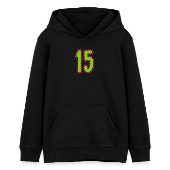 15. 15 JAHRE. 15. JAHRESTAG. 15-JÄHRIGES JUBILÄUM. - Teenager Organic Hoodie Mini Cruiser von Stanley/Stella - Schwarz - Vorne - AI Model Teenager Male light (155cm)
