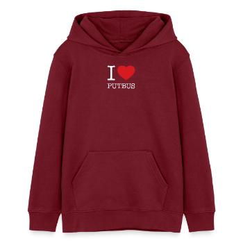 J’ADORE PUTBUS - Sweat à capuche ado bio Stanley/Stella - bordeaux - Devant - AI Model Teenager Male dark (155cm)