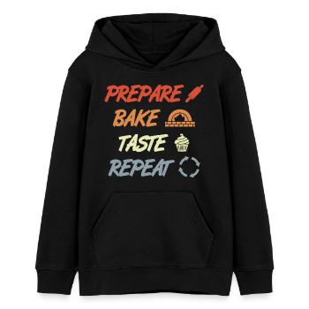 Prepare Bake Taste Repeat - Teenager Organic Hoodie Mini Cruiser von Stanley/Stella - Schwarz - Vorne - AI Model Teenager Male light (155cm)