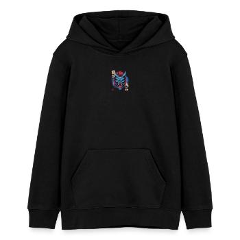 Oni bleu yéti - Sweat à capuche ado bio Stanley/Stella - noir - Devant - AI Model Teenager Male light (155cm)