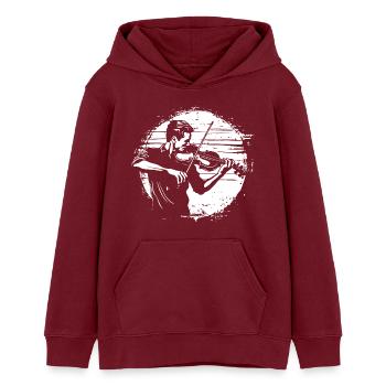 Croquis de violoniste - Sweat à capuche ado bio Stanley/Stella - bordeaux - Devant - AI Model Teenager Male dark (155cm)