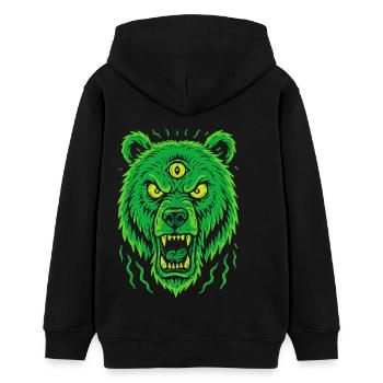 Ours sauvage avec troisième œil style néon - Sweat à capuche ado bio Stanley/Stella - noir - Dos - AI Model Teenager Male light (155cm)