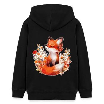 Fuchs mit Blumen - Teenager Organic Hoodie Mini Cruiser von Stanley/Stella - Schwarz - Hinten - AI Model Teenager Male light (155cm)