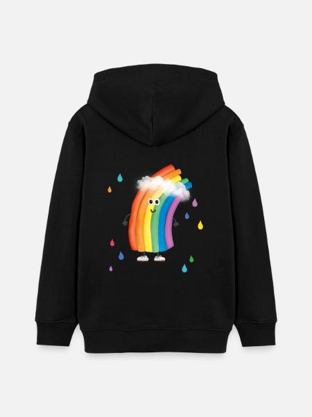Rudi Regenbogen "bunte Regentropfen" - Teenager Organic Hoodie Mini Cruiser von Stanley/Stella - Schwarz