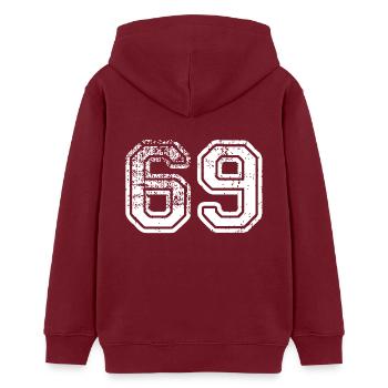 69 - Sweat à capuche ado bio Stanley/Stella - bordeaux - Dos - AI Model Teenager Male dark (155cm)