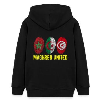 MAGHREB UNITED المغرب - Teenager Organic Hoodie Mini Cruiser von Stanley/Stella - Schwarz - Hinten - AI Model Teenager Male light (155cm)