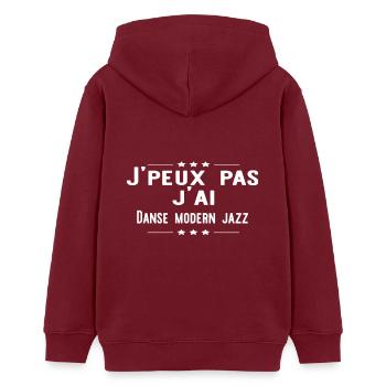 J'peux pas j'ai Danse modern jazz cadeau noel - Sweat à capuche ado bio Stanley/Stella - bordeaux - Dos - AI Model Teenager Male dark (155cm)