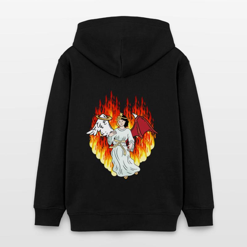 Fiery Hell Beyond Angel Satan Horror Devil Teens Organic Hoodie by Stanley/Stella