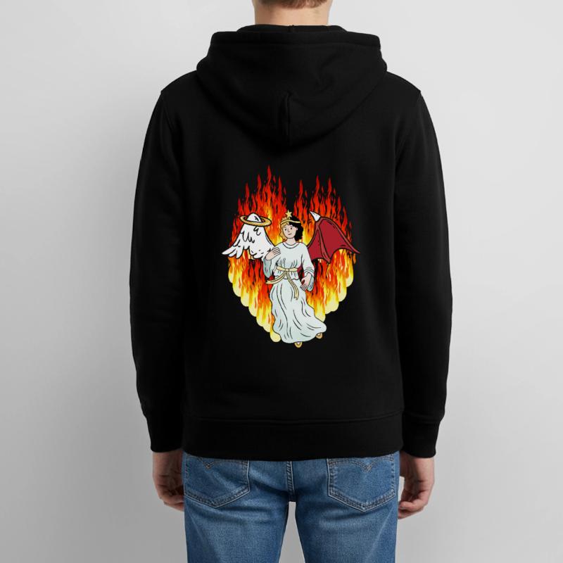 Fiery Hell Beyond Angel Satan Horror Devil Teens Organic Hoodie by Stanley/Stella