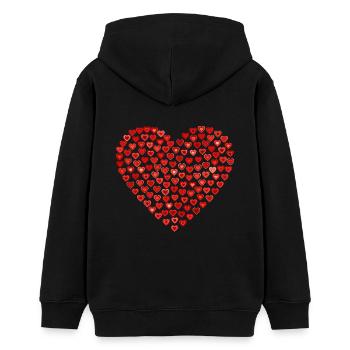 coeur rouge en petits coeurs - Sweat à capuche ado bio Stanley/Stella - noir - Dos - AI Model Teenager Male light (155cm)