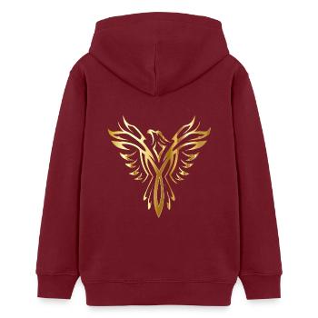 Le Phoénix qui renaît de ses cendres - Sweat à capuche ado bio Stanley/Stella - bordeaux - Dos - AI Model Teenager Male dark (155cm)