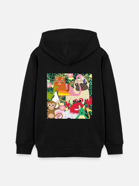 Bunte Tierwelt! - Teenager Organic Hoodie Mini Cruiser von Stanley/Stella - Schwarz