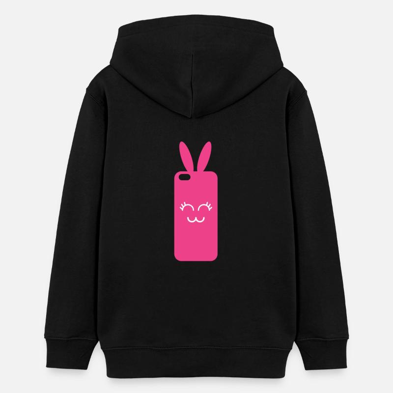 Pink Rabbit Phone Graphic - Sweat à capuche ado bio Stanley/Stella - noir
