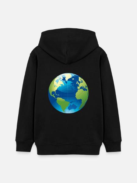 Globus - Weltkugel - Teenager Organic Hoodie Mini Cruiser von Stanley/Stella - Schwarz