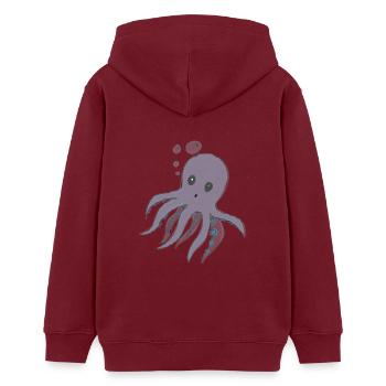 Octopus - dessin de poulpe - Sweat à capuche ado bio Stanley/Stella - bordeaux - Dos - AI Model Teenager Male dark (155cm)