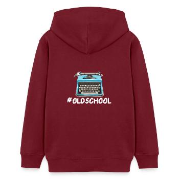 Oldschool Schreibmaschine - Teenager Organic Hoodie Mini Cruiser von Stanley/Stella - Burgunderrot - Hinten - AI Model Teenager Male dark (155cm)