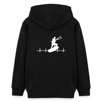 Kitesurfen - Kitesurfer - Kitesurfing - Herzschlag - Teenager Organic Hoodie Mini Cruiser von Stanley/Stella - Schwarz - Hinten - AI Model Teenager Male light (155cm)