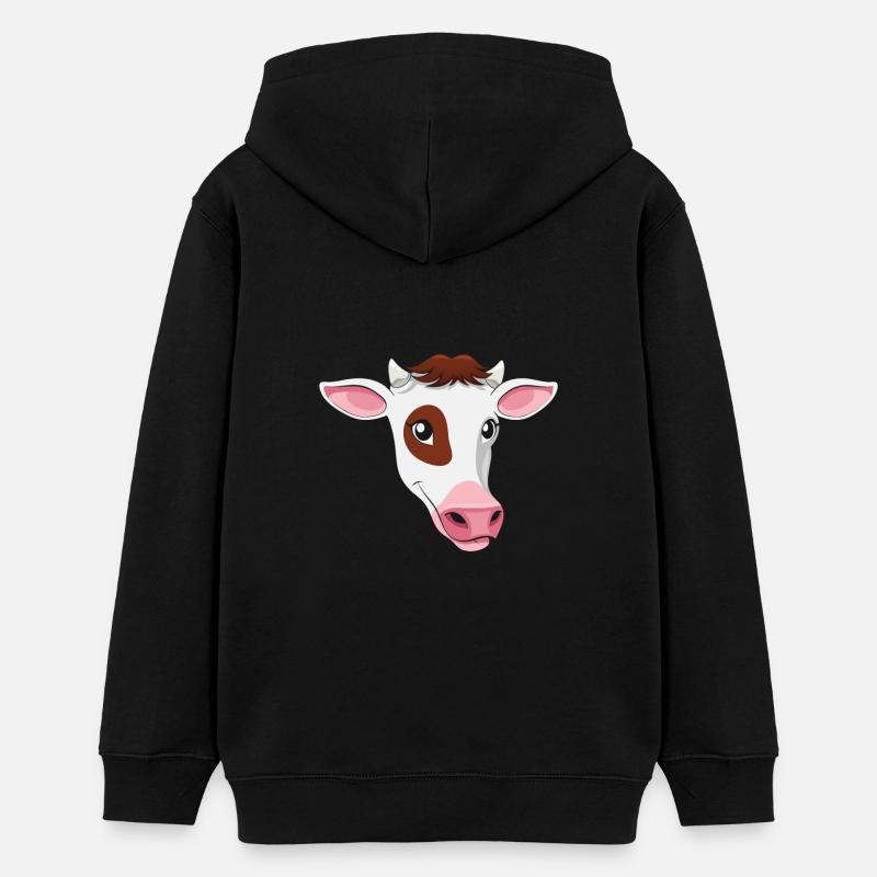 Chemise végétarienne végétarienne cadeau de visage de vache - Sweat à capuche ado bio Stanley/Stella - noir