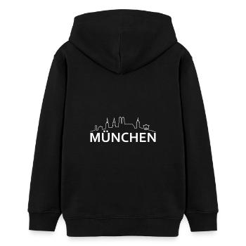 München Design mit Skyline - Teenager Organic Hoodie Mini Cruiser von Stanley/Stella - Schwarz - Hinten - AI Model Teenager Male light (155cm)