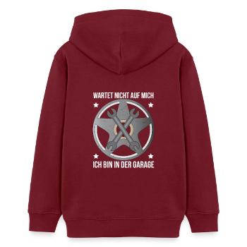 Garage Wartet nich auf mich ich bin in der Garage - Teenager Organic Hoodie Mini Cruiser von Stanley/Stella - Burgunderrot - Hinten - AI Model Teenager Male dark (155cm)