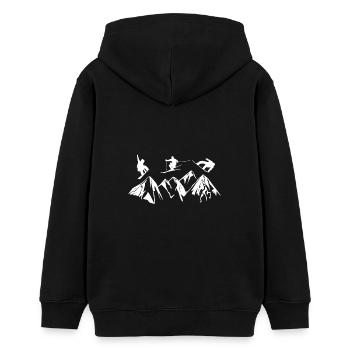 Skifahren, Skigebiet, Skiurlaub, Skilift, Skispri - Teenager Organic Hoodie Mini Cruiser von Stanley/Stella - Schwarz - Hinten - AI Model Teenager Male light (155cm)