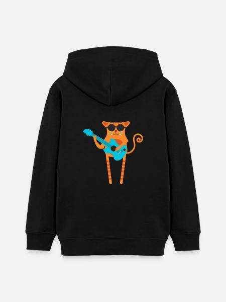 Rocker Katze - Teenager Organic Hoodie Mini Cruiser von Stanley/Stella - Schwarz