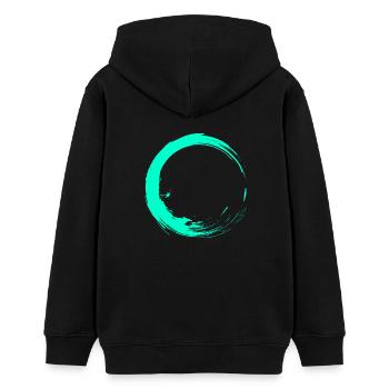 Cercle brosse design turquoise - Sweat à capuche ado bio Stanley/Stella - noir - Dos - AI Model Teenager Male light (155cm)