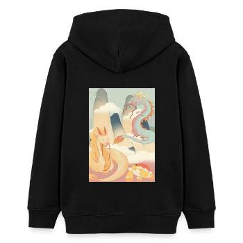 Mengdesigns: Mythen - Teenager Organic Hoodie Mini Cruiser von Stanley/Stella - Schwarz - Hinten - AI Model Teenager Male light (155cm)