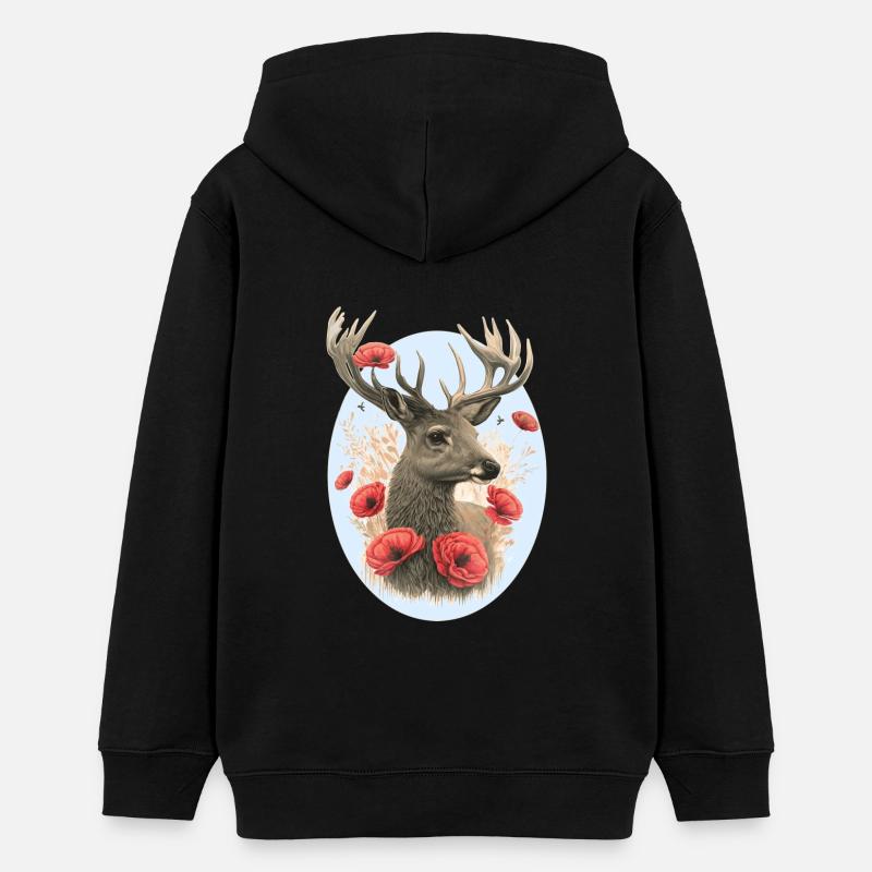Cerf - Sweat à capuche ado bio Stanley/Stella - noir
