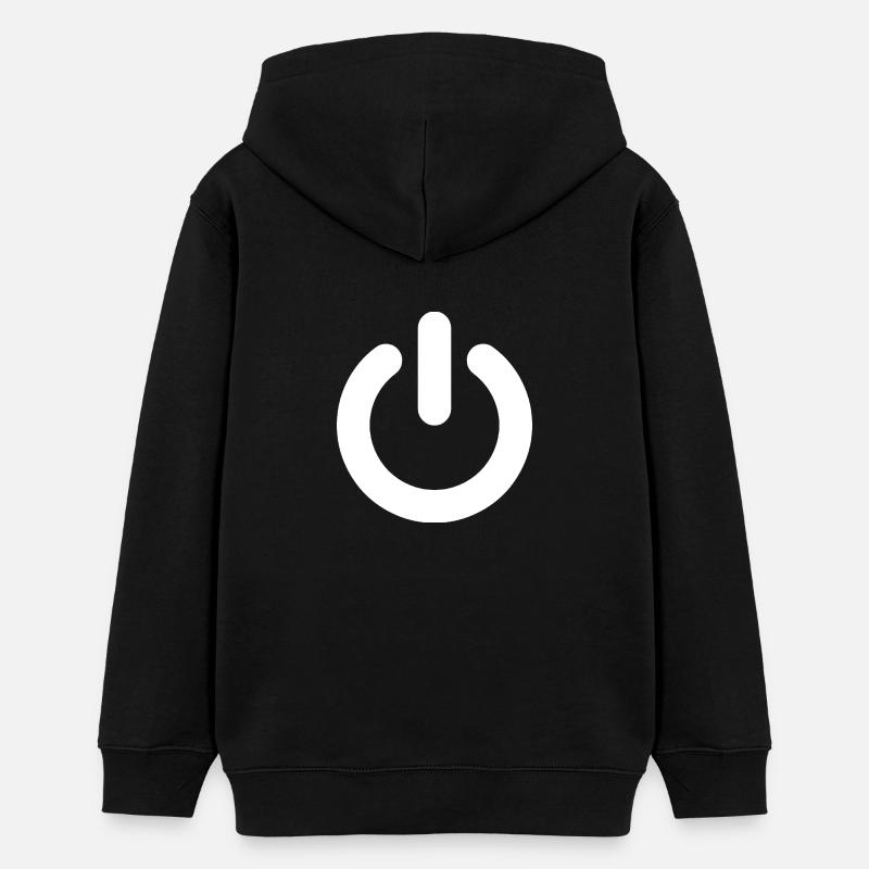 Bouton d'alimentation blanc - Sweat à capuche ado bio Stanley/Stella - noir