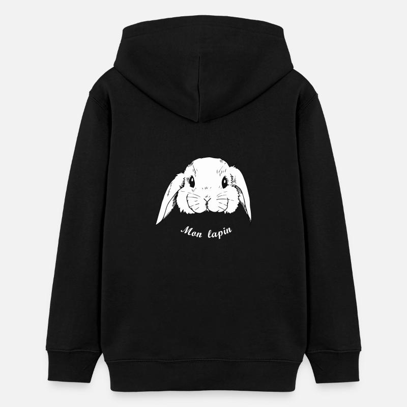 Lapin blanc - Sweat à capuche ado bio Stanley/Stella - noir