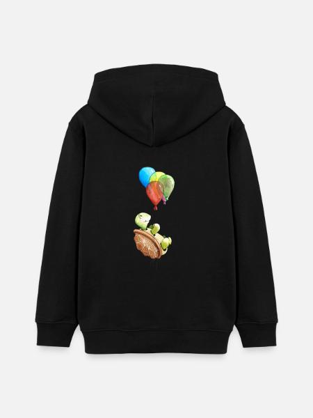 tortue - Sweat à capuche ado bio Stanley/Stella - noir