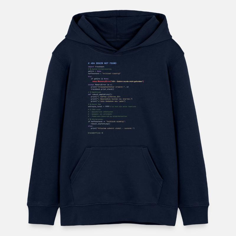 404 Brain Not Found Python Code - Teenager Organic Hoodie Mini Cruiser von Stanley/Stella - Navy
