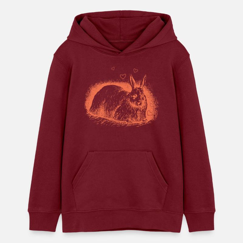 Lapin rétro avec coeurs lapin de Pâques - Sweat à capuche ado bio Stanley/Stella - bordeaux