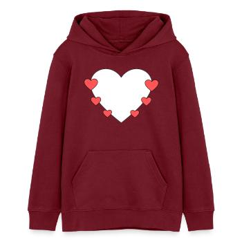 Cœur avec de petits cœurs - Sweat à capuche ado bio Stanley/Stella - bordeaux - Devant - AI Model Teenager Male dark (155cm)