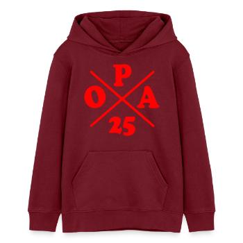 Opa 2025 - Teenager Organic Hoodie Mini Cruiser von Stanley/Stella - Burgunderrot - Vorne - AI Model Teenager Male dark (155cm)