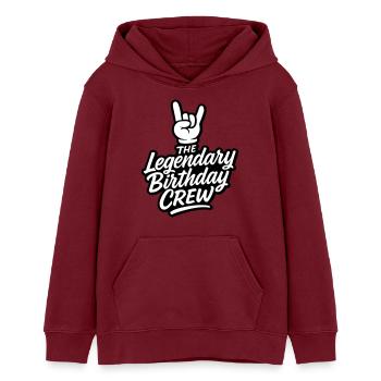 Birthday Crew Party - Teens Organic Hoodie by Stanley/Stella - burgundy - Front - AI Model Teenager Male dark (155cm)