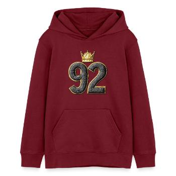 92 Number Krone - Teens Organic Hoodie by Stanley/Stella - burgundy - Front - AI Model Teenager Male dark (155cm)