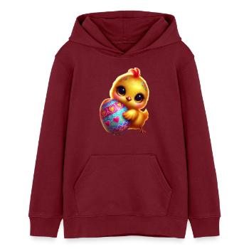 Poussins de Pâques avec oeuf - Sweat à capuche ado bio Stanley/Stella - bordeaux - Devant - AI Model Teenager Male dark (155cm)