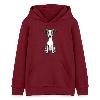 Whippet Hund Niedlich - Teenager Organic Hoodie Mini Cruiser von Stanley/Stella - Burgunderrot - Vorne - AI Model Teenager Male dark (155cm)